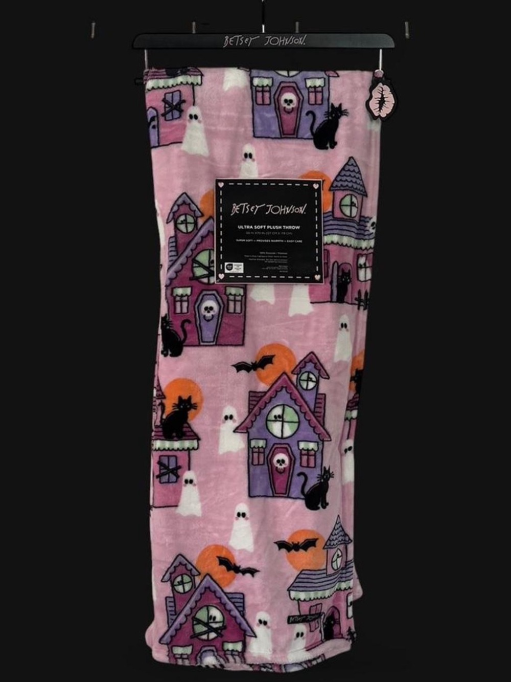 Betsey Johnson Halloween Haunted House New Throw Blanket
